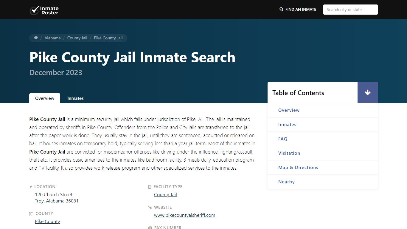Inmate Search | Pike County Jail - Troy, AL